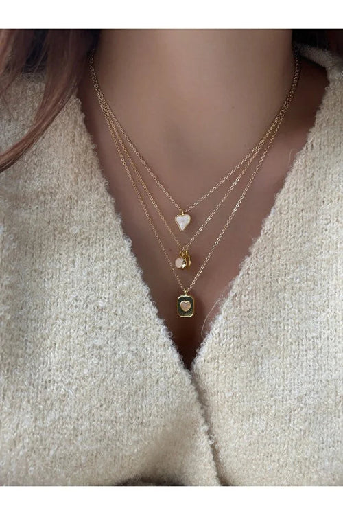 Conjunto De 3 Collares Con Dije De Corazón Para Mujer, Joyería Elegante En Capas