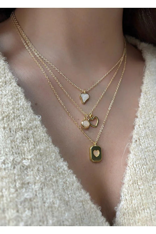 Conjunto De 3 Collares Con Dije De Corazón Para Mujer, Joyería Elegante En Capas