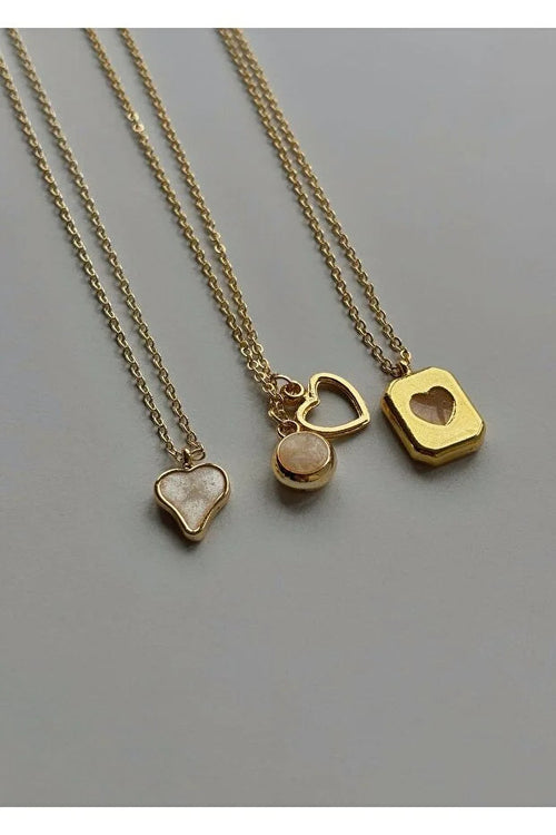Conjunto De 3 Collares Con Dije De Corazón Para Mujer, Joyería Elegante En Capas