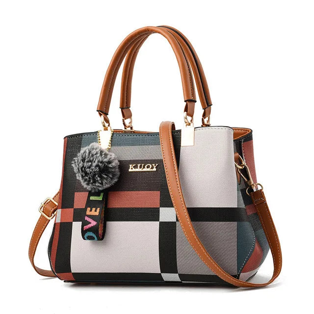 Bolso De Hombro De Lujo Con Estampado De Cuadros