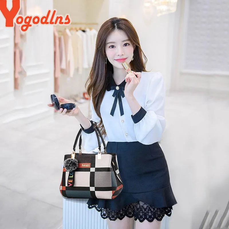 Bolso De Hombro De Lujo Con Estampado De Cuadros