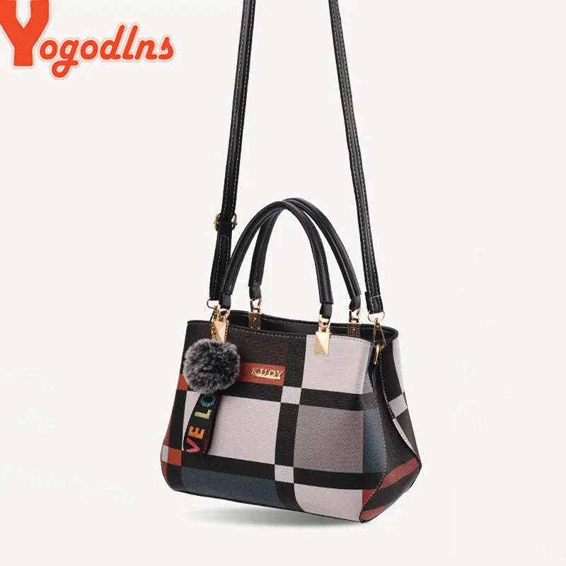 Bolso De Hombro De Lujo Con Estampado De Cuadros