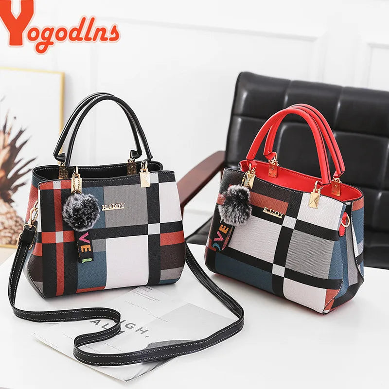 Bolso De Hombro De Lujo Con Estampado De Cuadros