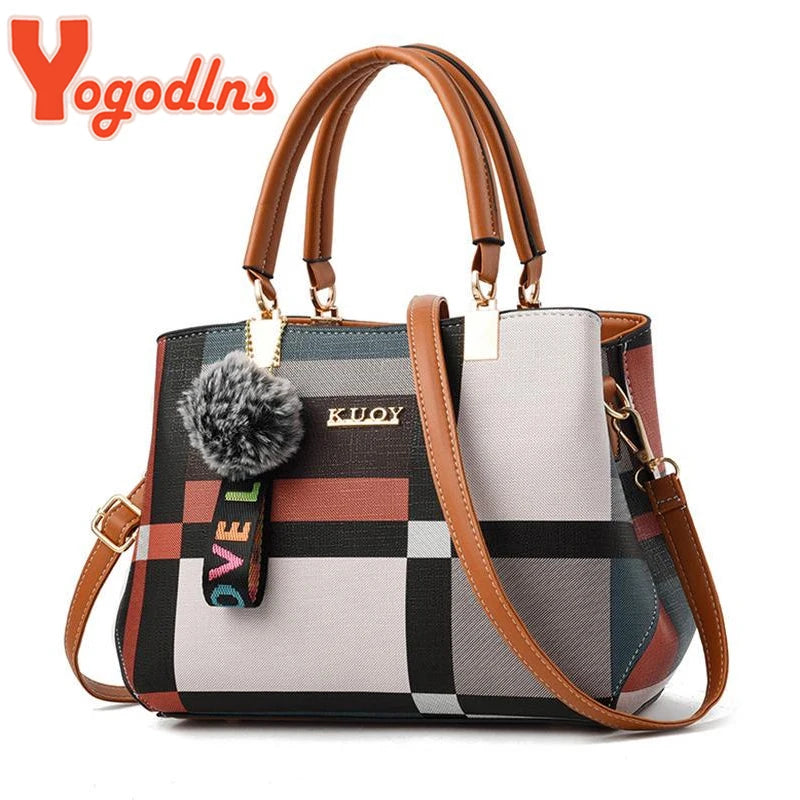 Bolso De Hombro De Lujo Con Estampado De Cuadros