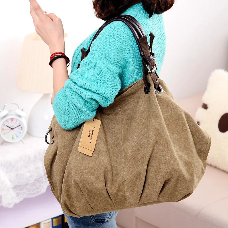 Bolso Mensajero De Lona Para Mujer