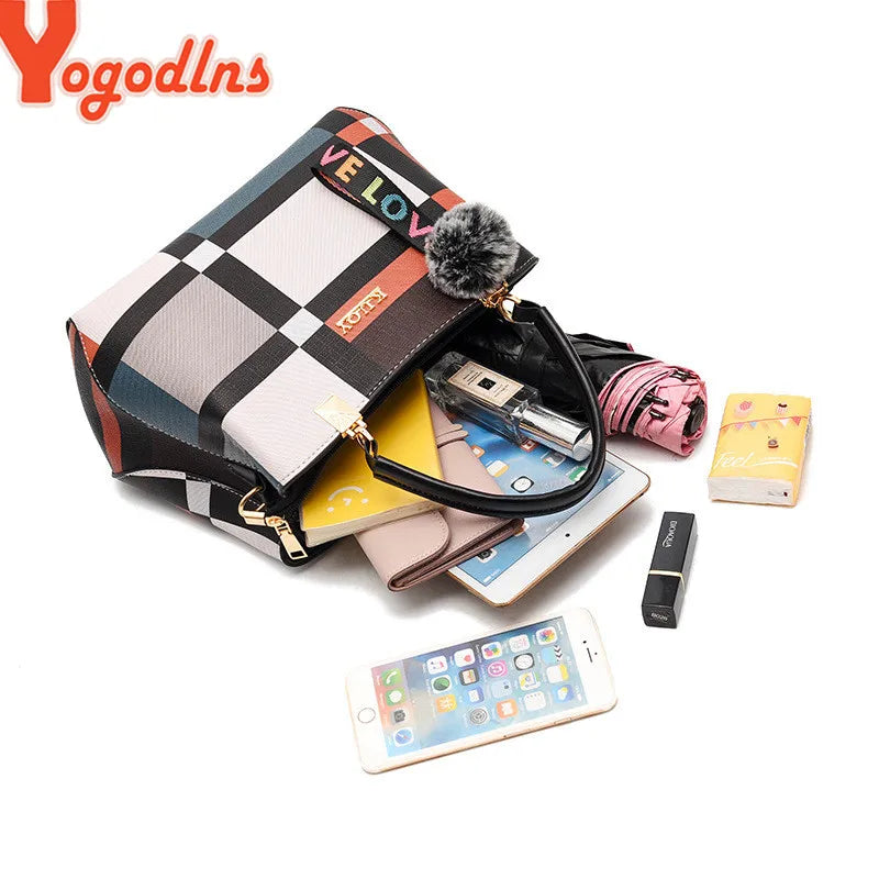 Bolso De Hombro De Lujo Con Estampado De Cuadros