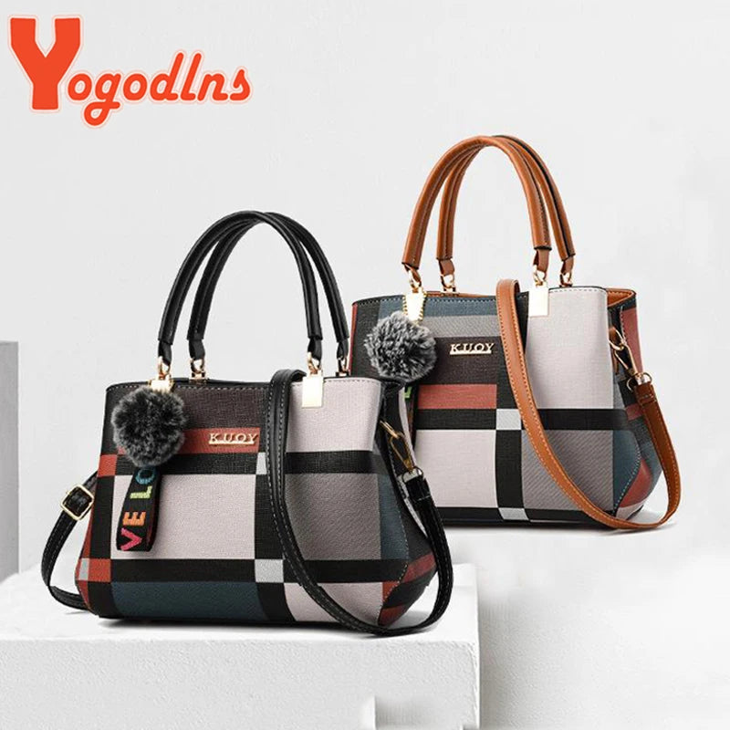 Bolso De Hombro De Lujo Con Estampado De Cuadros