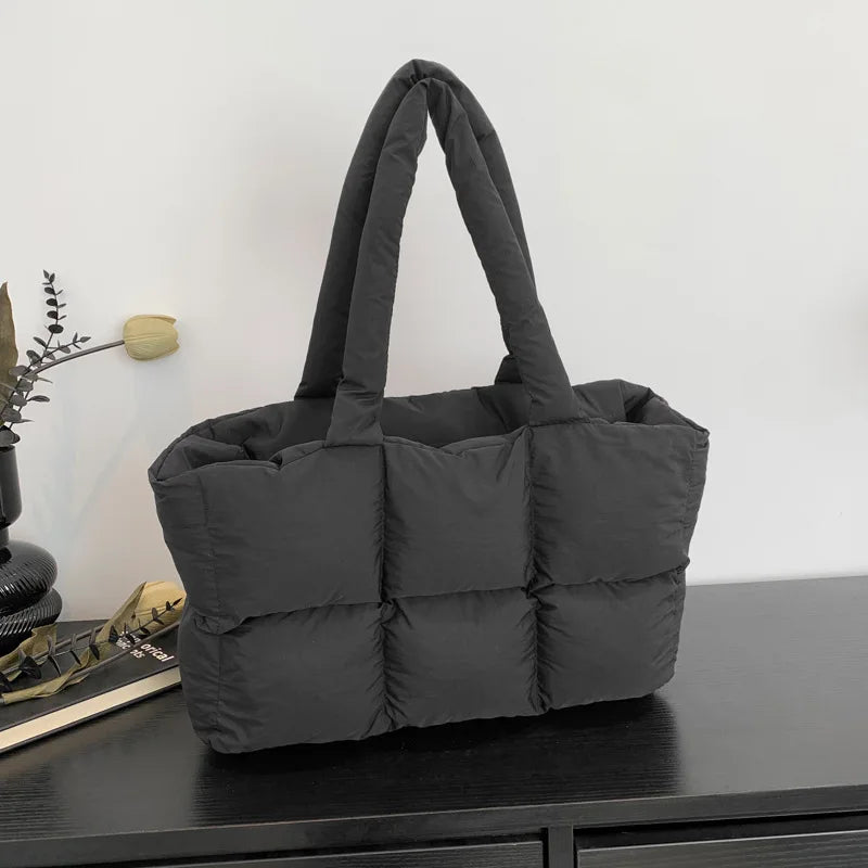 Bolso Tote Acolchado De Cuadros Para Mujer