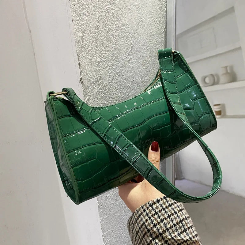 Bolso Pequeño Retro Con Estampado De Cocodrilo