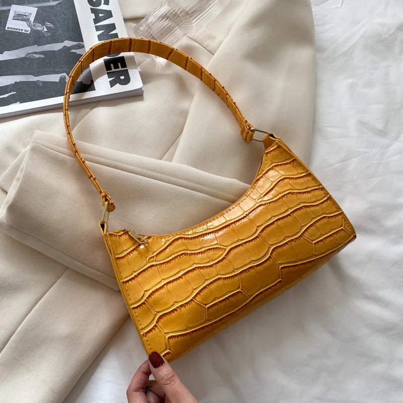 Bolso Pequeño Retro Con Estampado De Cocodrilo