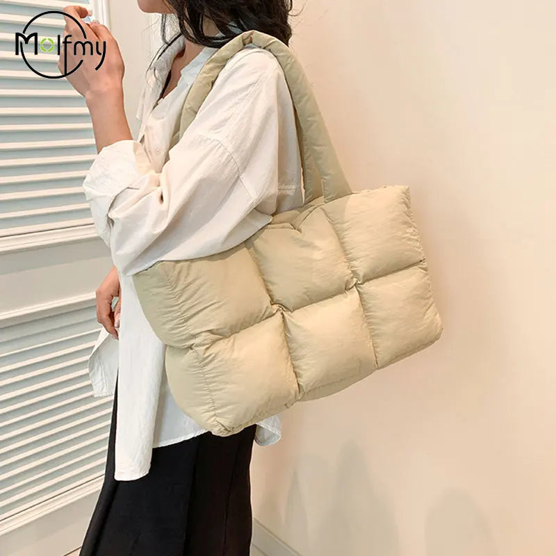 Bolso Tote Acolchado De Cuadros Para Mujer