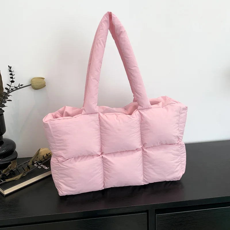 Bolso Tote Acolchado De Cuadros Para Mujer