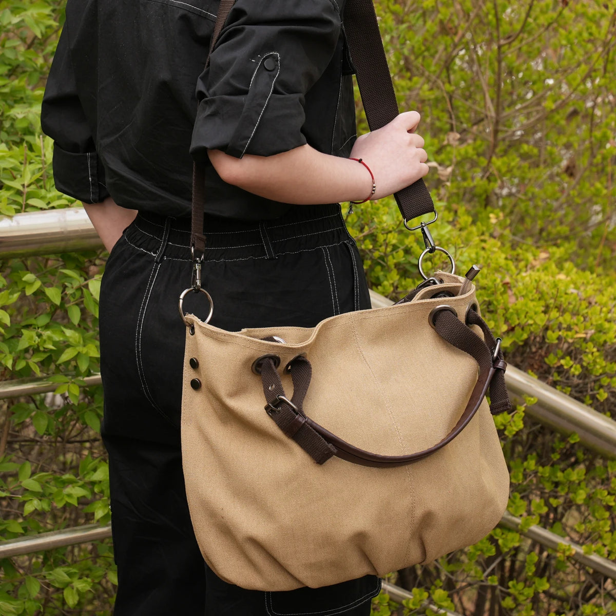 Bolso Mensajero De Lona Para Mujer