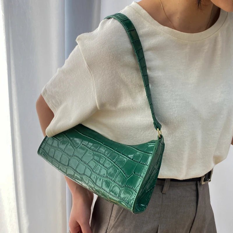 Bolso Pequeño Retro Con Estampado De Cocodrilo