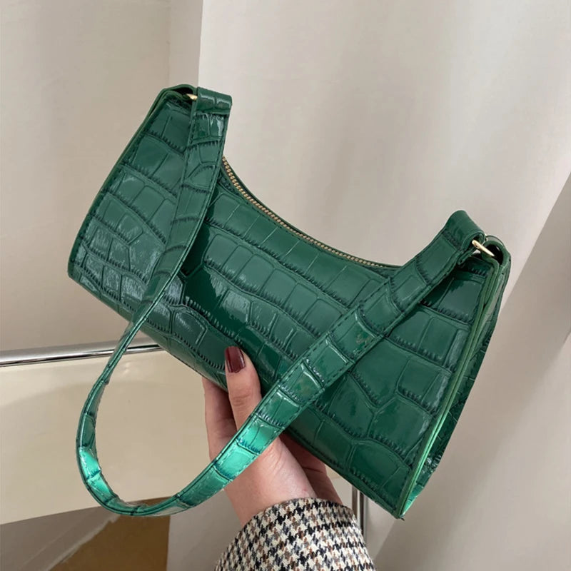 Bolso Pequeño Retro Con Estampado De Cocodrilo