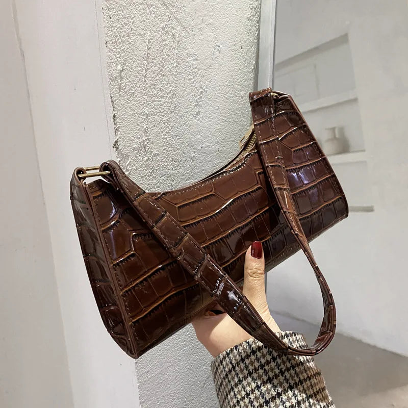 Bolso Pequeño Retro Con Estampado De Cocodrilo