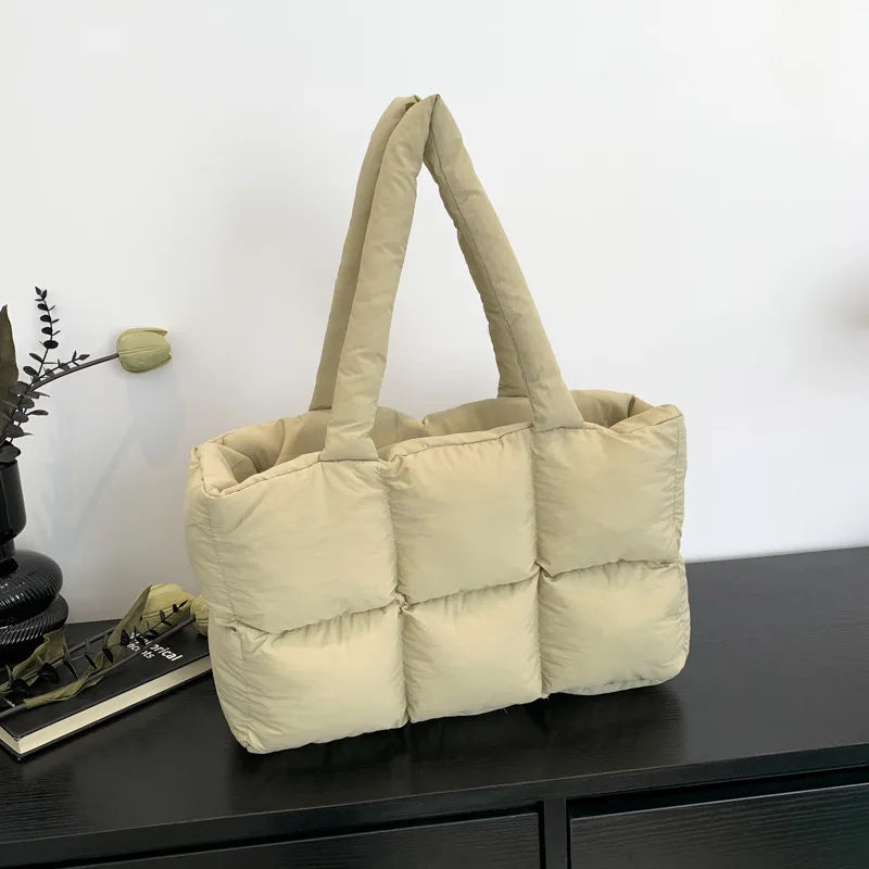 Bolso Tote Acolchado De Cuadros Para Mujer