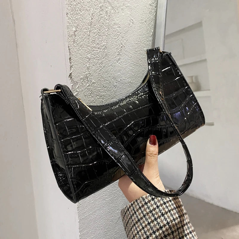 Bolso Pequeño Retro Con Estampado De Cocodrilo