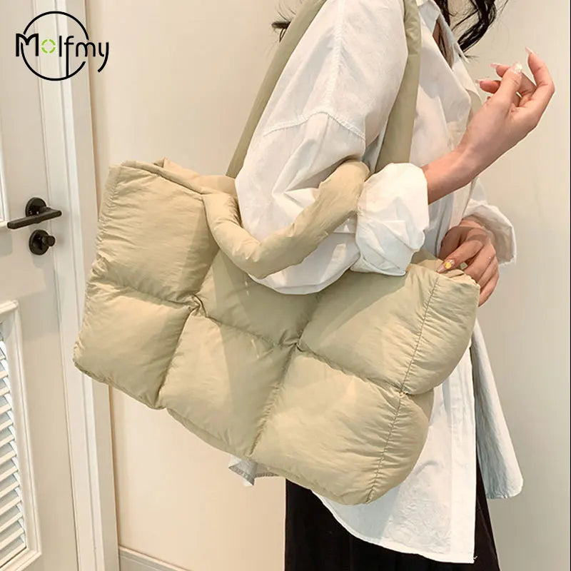 Bolso Tote Acolchado De Cuadros Para Mujer