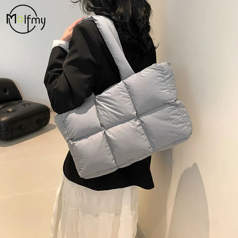 Bolso Tote Acolchado De Cuadros Para Mujer