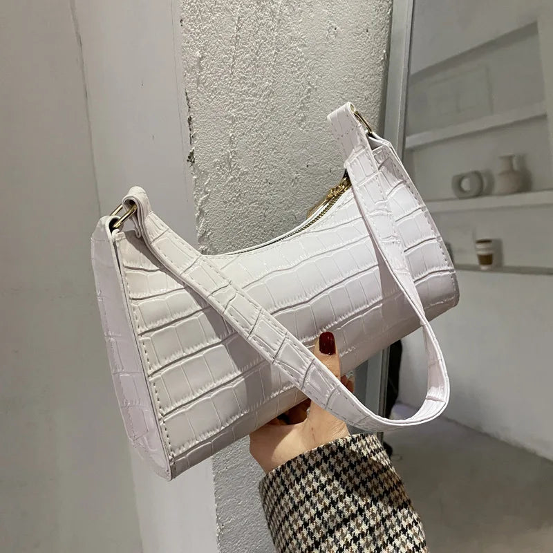 Bolso Pequeño Retro Con Estampado De Cocodrilo