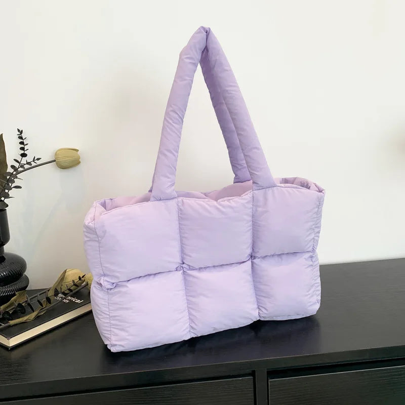 Bolso Tote Acolchado De Cuadros Para Mujer