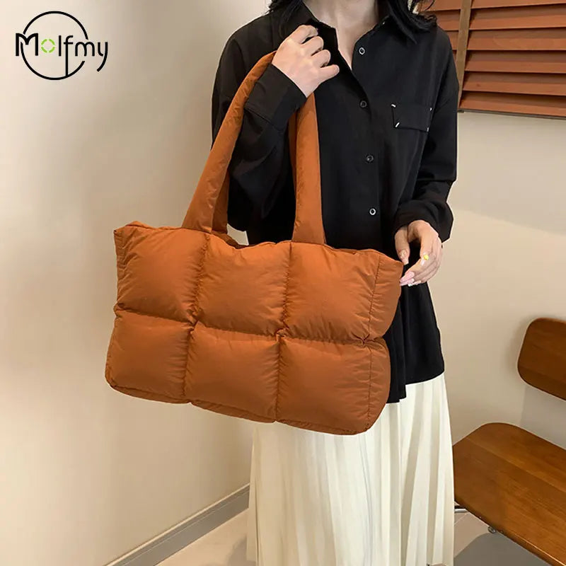 Bolso Tote Acolchado De Cuadros Para Mujer