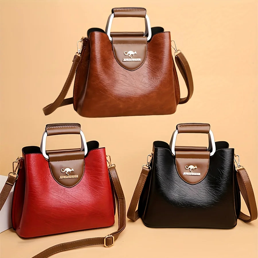Bolso Tote Vintage Con Múltiples Bolsillos Para Mujer