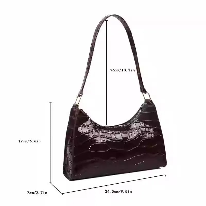 Bolso De Axila Con Estampado De Cocodrilo