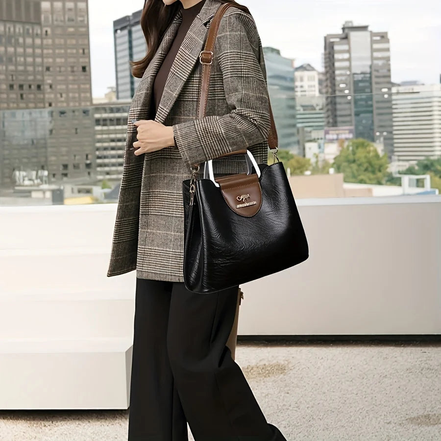 Bolso Tote Vintage Con Múltiples Bolsillos Para Mujer