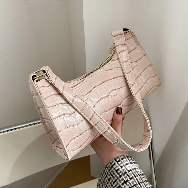 Bolso Pequeño Retro Con Estampado De Cocodrilo