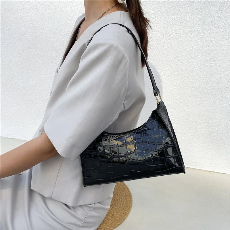 Bolso Pequeño Retro Con Estampado De Cocodrilo