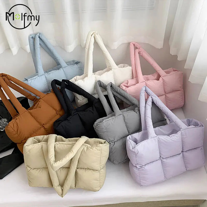 Bolso Tote Acolchado De Cuadros Para Mujer