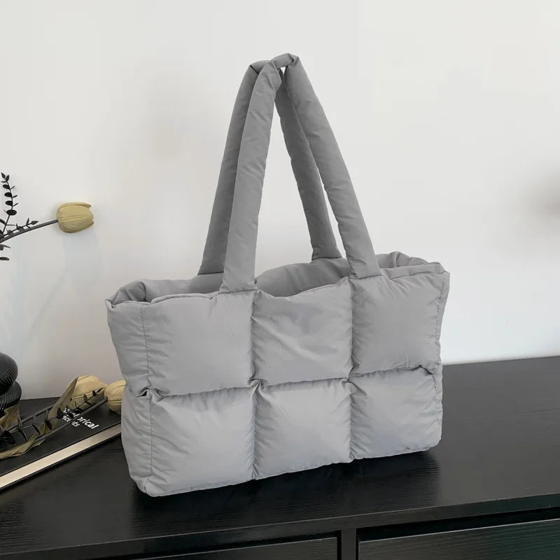 Bolso Tote Acolchado De Cuadros Para Mujer
