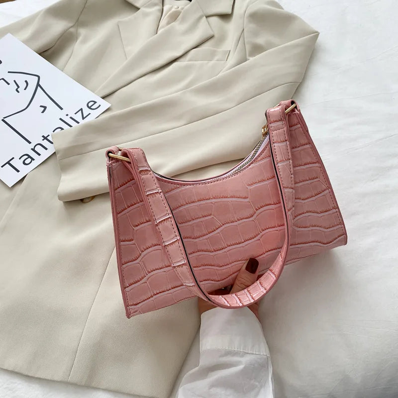 Bolso Pequeño Retro Con Estampado De Cocodrilo