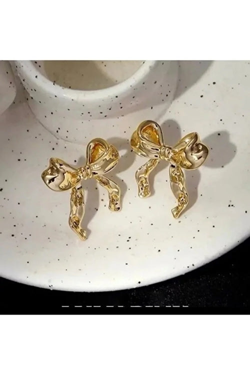 Pendientes Colgantes Con Lazo Dorado Para Mujer, Joyería Delicada Y Elegante