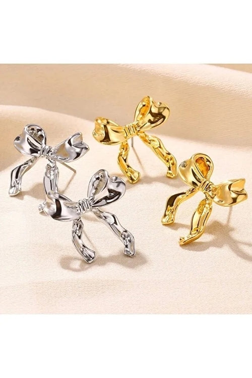 Pendientes Colgantes Con Lazo Dorado Para Mujer, Joyería Delicada Y Elegante